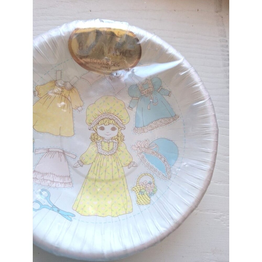 Hallmark Paper Doll 8 Party Bowls Vintage Sealed 6 1/8" Similar to Holly Hobbie - Picture 4 of 5